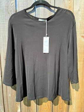 Vince Black Long-Sleeve Crewneck Top